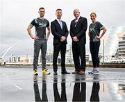 19 March 2024; In attendance at the announcement of A&L Goodbody’s title sponsorship of Athletics Ireland’s ALG5K Corporate Team Challenge, formerly GT5K, are, from left, Ambassador Dean Rock, ALG Partner David Widger, Athletics Ireland Chief Executive Officer Hamish Adams and Ambassador Catherina McKiernan, in Dublin City Centre on September 10th, 2024. Photo by Sam Barnes/Sportsfile