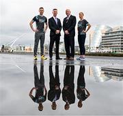 19 March 2024; In attendance at the announcement of A&L Goodbody’s title sponsorship of Athletics Ireland’s ALG5K Corporate Team Challenge, formerly GT5K, are, from left, Ambassador Dean Rock, ALG Partner David Widger, Athletics Ireland Chief Executive Officer Hamish Adams and Ambassador Catherina McKiernan, in Dublin City Centre on September 10th, 2024. Photo by Sam Barnes/Sportsfile