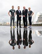 19 March 2024; In attendance at the announcement of A&L Goodbody’s title sponsorship of Athletics Ireland’s ALG5K Corporate Team Challenge, formerly GT5K, are, from left, Ambassador Dean Rock, ALG Partner David Widger, Athletics Ireland Chief Executive Officer Hamish Adams and Ambassador Catherina McKiernan, in Dublin City Centre on September 10th, 2024. Photo by Sam Barnes/Sportsfile