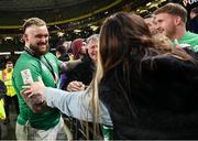 16 March 2024; Andrew Porter of Ireland celebrates with supporters after the Guinness Six Nations Rugby Championship match between Ireland and Scotland at the Aviva Stadium in Dublin. Photo by Sam Barnes/Sportsfile