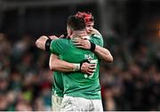 16 March 2024; Josh van der Flier and Cian Healy of Ireland after their side's victory in the Guinness Six Nations Rugby Championship match between Ireland and Scotland at the Aviva Stadium in Dublin. Photo by Harry Murphy/Sportsfile