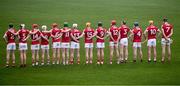 16 March 2024; Cork players stand during the National Anthem before the Allianz Hurling League Division 1 Group A match between Wexford and Cork at Chadwicks Wexford Park in Wexford. Photo by Ray McManus/Sportsfile
