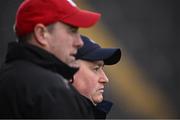 16 March 2024; Cork manager Pat Ryan, with coach Donal O’Rourke, to his right, during the Allianz Hurling League Division 1 Group A match between Wexford and Cork at Chadwicks Wexford Park in Wexford. Photo by Ray McManus/Sportsfile