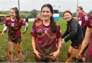 16 March 2024; Aaliyah Delaney of St Ronan's College after her side's victory in the 2024 Lidl All-Ireland Junior Post-Primary Schools Junior B Championship final between Presentation College Headford, Galway and St Ronan’s College, Lurgan, Armagh at Mullahoran in Cavan. Photo by Stephen Marken/Sportsfile