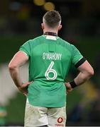 16 March 2024; Ireland captain Peter O'Mahony after the Guinness Six Nations Rugby Championship match between Ireland and Scotland at the Aviva Stadium in Dublin. Photo by Brendan Moran/Sportsfile