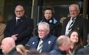 16 March 2024; Princess Anne, the Princess Royal, with President of the Scottish Rugby Union Colin Rigby, left, and IRFU senior vice-president Declan Madden before the Guinness Six Nations Rugby Championship match between Ireland and Scotland at the Aviva Stadium in Dublin. Photo by Brendan Moran/Sportsfile