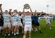 17 March 2024; Blackrock College players, including Jack Pollard, centre, celebrate with the Leinster Schools Senior Cup after their side's victory in the Bank of Ireland Leinster Schools Senior Cup final match between Blackrock College and St Michael's College at the RDS Arena in Dublin. Photo by Sam Barnes/Sportsfile