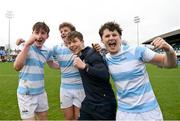 17 March 2024; Blackrock College players celebrate after his side's victory in the Bank of Ireland Leinster Schools Senior Cup final match between Blackrock College and St Michael's College at the RDS Arena in Dublin. Photo by Sam Barnes/Sportsfile