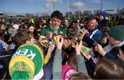 17 March 2024; David Clifford of Kerry with supporters after the Allianz Football League Division 1 match between Roscommon and Kerry at Dr Hyde Park in Roscommon. Photo by Ben McShane/Sportsfile