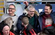 17 March 2024; Former Derry footballer Joe Brolly, centre, in attendance at the Allianz Football League Division 1 match between Mayo and Derry at Hastings Insurance MacHale Park in Castlebar, Mayo. Photo by Piaras Ó Mídheach/Sportsfile