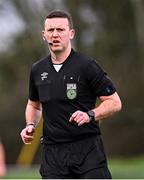 16 March 2024; Referee Paul Norton during the SSE Airtricity Women's Premier Division match between Peamount United and Shelbourne at PRL Park in Greenogue, Dublin. Photo by Ben McShane/Sportsfile