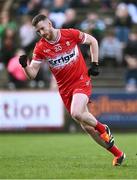 17 March 2024; Niall Loughlin of Derry celebrates scoring his side's first goal during the Allianz Football League Division 1 match between Mayo and Derry at Hastings Insurance MacHale Park in Castlebar, Mayo. Photo by Piaras Ó Mídheach/Sportsfile