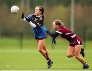 16 March 2024; Katie McGahern of Loreto College Cavan in action against Róisín Dwyer of FCJ Bunclody during the 2024 Lidl All-Ireland Junior Post-Primary Schools Junior A Championship final between FCJ Secondary School, Bunclody, Wexford and Loreto College, Cavan, at the GAA National Games Development Centre, Abbotstown in Dublin. Photo by Michael P Ryan/Sportsfile *** NO REPRODUCTION FEE ***