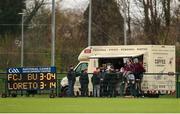 16 March 2024; A view of the scoreboard during the 2024 Lidl All-Ireland Junior Post-Primary Schools Junior A Championship final between FCJ Secondary School, Bunclody, Wexford and Loreto College, Cavan, at the GAA National Games Development Centre, Abbotstown in Dublin. Photo by Michael P Ryan/Sportsfile