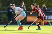 17 March 2024; Mikayla Power of UCD LHC in action against Caitlin Sherin of Loreto HC during the Jacqui Potter Cup final match between UCD LHC and Loreto HC at Three Rock Rovers Hockey Club in Rathfarnham, Dublin. Photo by Tyler Miller/Sportsfile