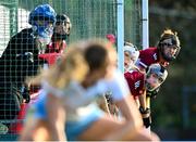 17 March 2024; Lisa Mulcahy and Siofra O'Brien of Loreto HC watch on as a penalty is taken during the Jacqui Potter Cup final match between UCD LHC and Loreto HC at Three Rock Rovers Hockey Club in Rathfarnham, Dublin. Photo by Tyler Miller/Sportsfile