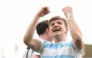 17 March 2024; Johnny O'Sullivan of Blackrock College celebrates his side's victory in the Bank of Ireland Leinster Schools Senior Cup final match between Blackrock College and St Michael's College at the RDS Arena in Dublin. Photo by Shauna Clinton/Sportsfile