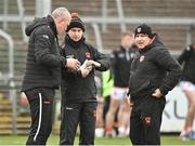 16 March 2024; Armagh selectors Kieran Donaghy, Conleith Gilligan and Denis Holywood before the Allianz Football League Division 2 match between Armagh and Cavan at BOX-IT Athletic Grounds in Armagh.