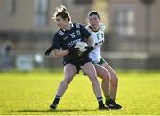 17 March 2024; Cáit Lynch of Kerry in action against Shelly Melia of Meath during the Lidl LGFA National League Division 1 Round 6 match between Meath and Kerry at Donaghmore Ashbourne GAA Club in Ashbourne, Meath. Photo by Brendan Moran/Sportsfile