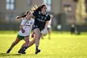 17 March 2024; Kayleigh Cronin of Kerry in action against Seona Lynch of Meath during the Lidl LGFA National League Division 1 Round 6 match between Meath and Kerry at Donaghmore Ashbourne GAA Club in Ashbourne, Meath. Photo by Brendan Moran/Sportsfile
