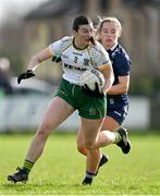 17 March 2024; Shelly Melia of Meath in action against Ciara McCarthy of Kerry during the Lidl LGFA National League Division 1 Round 6 match between Meath and Kerry at Donaghmore Ashbourne GAA Club in Ashbourne, Meath. Photo by Brendan Moran/Sportsfile