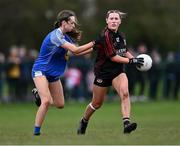 18 March 2024; Bláithín Lavin of St Attracta's Community School in action against Isabelle Carr of Ursuline Secondary School during the 2024 Lidl LGFA All-Ireland Post-Primary Schools Senior B Championship final match between St Attracta’s Community School of Tubbercurry, Sligo, and Ursuline Secondary School of Thurles, Tipperary, at St Aidan’s GAA club in Ballyforan, Roscommon. Photo by Piaras Ó Mídheach/Sportsfile