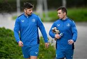 18 March 2024; Ross Byrne, left, and Luke McGrath during a Leinster rugby squad training session at UCD in Dublin. Photo by Harry Murphy/Sportsfile