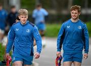 18 March 2024; Andrew Osborne and Henry McErlean during a Leinster rugby squad training session at UCD in Dublin. Photo by Harry Murphy/Sportsfile