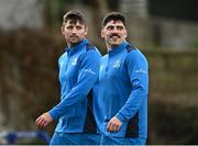 18 March 2024; Jimmy O'Brien and Ross Byrne during a Leinster rugby squad training session at UCD in Dublin. Photo by Harry Murphy/Sportsfile