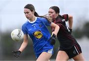 18 March 2024; Isabelle Carr of Ursuline Secondary School in action against Ciara Walsh of St Attracta's Community School during the 2024 Lidl LGFA All-Ireland Post-Primary Schools Senior B Championship final match between St Attracta’s Community School of Tubbercurry, Sligo, and Ursuline Secondary School of Thurles, Tipperary, at St Aidan’s GAA club in Ballyforan, Roscommon. Photo by Piaras Ó Mídheach/Sportsfile