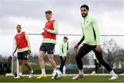 18 March 2024; Andrew Omobamidele during a Republic of Ireland training session at the FAI National Training Centre in Abbotstown, Dublin. Photo by Stephen McCarthy/Sportsfile