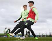 18 March 2024; Callum O’Dowda, right, and Evan Ferguson during a Republic of Ireland training session at the FAI National Training Centre in Abbotstown, Dublin. Photo by Stephen McCarthy/Sportsfile
