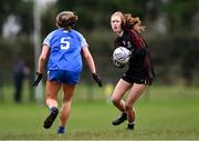 18 March 2024; Ciara Brennan of St Attracta's Community School in action against Paula Quirke of Ursuline Secondary School during the 2024 Lidl LGFA All-Ireland Post-Primary Schools Senior B Championship final match between St Attracta’s Community School of Tubbercurry, Sligo, and Ursuline Secondary School of Thurles, Tipperary, at St Aidan’s GAA club in Ballyforan, Roscommon. Photo by Piaras Ó Mídheach/Sportsfile