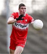 17 March 2024; Ciarán McFaul of Derry during the Allianz Football League Division 1 match between Mayo and Derry at Hastings Insurance MacHale Park in Castlebar, Mayo. Photo by Piaras Ó Mídheach/Sportsfile