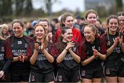 18 March 2024; St Attracta's Community School players celebrate after their side's victory in the 2024 Lidl LGFA All-Ireland Post-Primary Schools Senior B Championship final match between St Attracta’s Community School of Tubbercurry, Sligo, and Ursuline Secondary School of Thurles, Tipperary, at St Aidan’s GAA club in Ballyforan, Roscommon. Photo by Piaras Ó Mídheach/Sportsfile