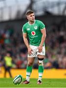 16 March 2024; Jack Crowley of Ireland prepares to take a penalty during the Guinness Six Nations Rugby Championship match between Ireland and Scotland at the Aviva Stadium in Dublin. Photo by Sam Barnes/Sportsfile