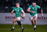 8 March 2024; Hugo McLaughlin and Ben O'Connor of Ireland during the U20 Six Nations Rugby Championship match between England and Ireland at The Recreation Ground in Bath, England. Photo by Harry Murphy/Sportsfile