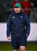 8 March 2024; Ireland assistant coach Aaron Dundon before the U20 Six Nations Rugby Championship match between England and Ireland at The Recreation Ground in Bath, England. Photo by Harry Murphy/Sportsfile