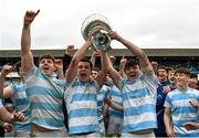 17 March 2024; Blackrock College players, including Mark Walsh and Michael Walsh, centre, celebrate with the Leinster Schools Senior Cup after their side's victory in the Bank of Ireland Leinster Schools Senior Cup final match between Blackrock College and St Michael's College at the RDS Arena in Dublin. Photo by Sam Barnes/Sportsfile