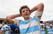 17 March 2024; Charlie Molony of Blackrock College celebrates after his side's victory in the Bank of Ireland Leinster Schools Senior Cup final match between Blackrock College and St Michael's College at the RDS Arena in Dublin. Photo by Sam Barnes/Sportsfile