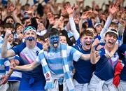 17 March 2024; Blackrock College supporters celebrate after their side's victory in the Bank of Ireland Leinster Schools Senior Cup final match between Blackrock College and St Michael's College at the RDS Arena in Dublin. Photo by Sam Barnes/Sportsfile