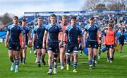 17 March 2024; St Michael's College players, lead by captain James Sherwin, make their way to the dressing room before the Bank of Ireland Leinster Schools Senior Cup final match between Blackrock College and St Michael's College at the RDS Arena in Dublin. Photo by Sam Barnes/Sportsfile