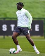 19 March 2024; Festy Ebosele during a Republic of Ireland training session at the FAI National Training Centre in Abbotstown, Dublin. Photo by Stephen McCarthy/Sportsfile