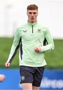 19 March 2024; Jake O'Brien during a Republic of Ireland training session at the FAI National Training Centre in Abbotstown, Dublin. Photo by Stephen McCarthy/Sportsfile