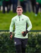 19 March 2024; Goalkeeper Brian Maher during a Republic of Ireland training session at the FAI National Training Centre in Abbotstown, Dublin. Photo by Stephen McCarthy/Sportsfile