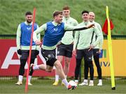19 March 2024; Nathan Collins during a Republic of Ireland training session at the FAI National Training Centre in Abbotstown, Dublin. Photo by Stephen McCarthy/Sportsfile
