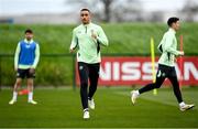 19 March 2024; Adam Idah during a Republic of Ireland training session at the FAI National Training Centre in Abbotstown, Dublin. Photo by Stephen McCarthy/Sportsfile