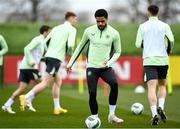 19 March 2024; Andrew Omobamidele during a Republic of Ireland training session at the FAI National Training Centre in Abbotstown, Dublin. Photo by Stephen McCarthy/Sportsfile