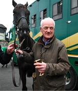 19 March 2024; Trainer Willie Mullins with Galopin Des Champs during the homecoming of Cheltenham Gold Cup winner Galopin Des Champs at Leighlinbridge in Carlow. Photo by Tyler Miller/Sportsfile