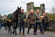 19 March 2024; Trainer Willie Mullins with Galopin Des Champs during the homecoming of Cheltenham Gold Cup winner Galopin Des Champs at Leighlinbridge in Carlow. Photo by Tyler Miller/Sportsfile
